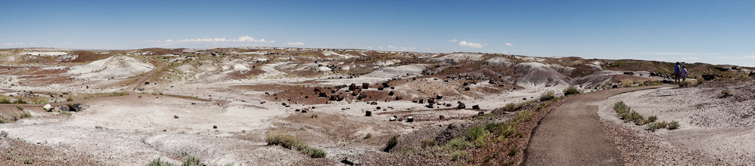 panorama of Crystal Foreest trailhead in the Petrified Forest